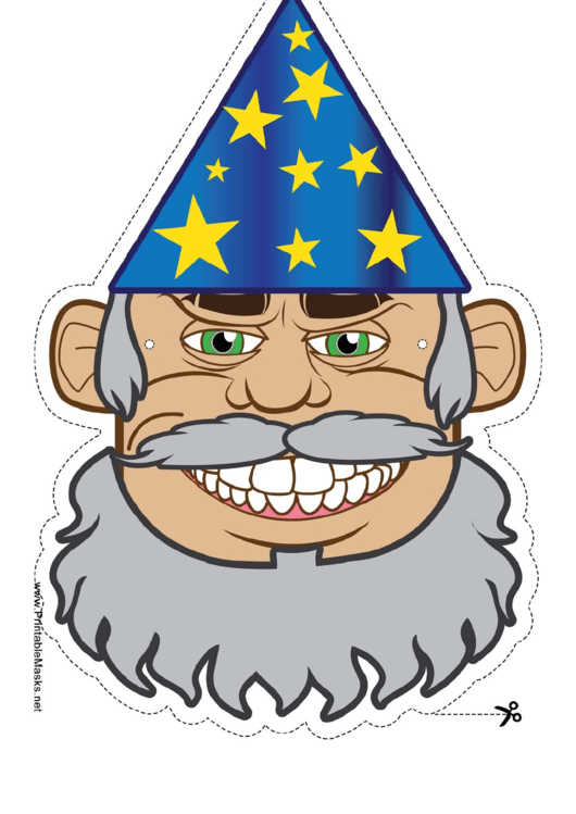 Wizard Male Mask Template Printable pdf