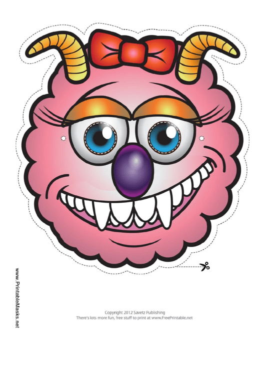 Monster Horns Bow Mask Template Printable pdf