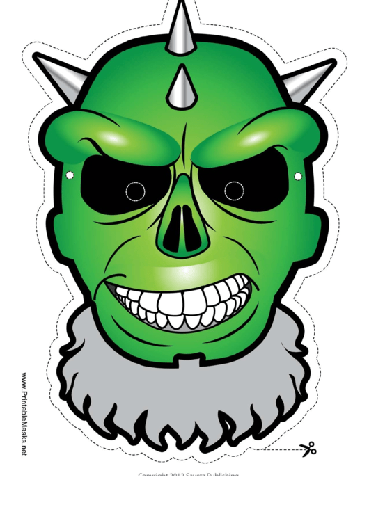 Skull Spiked Mask Template Printable pdf