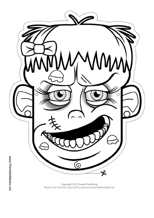 Zombie Bow Mask Template Printable pdf