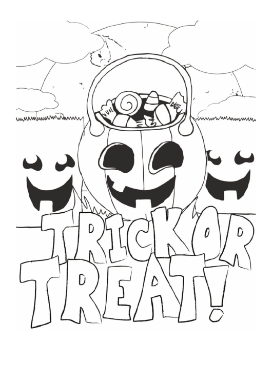 Halloween Trick Treat Coloring Page Printable pdf