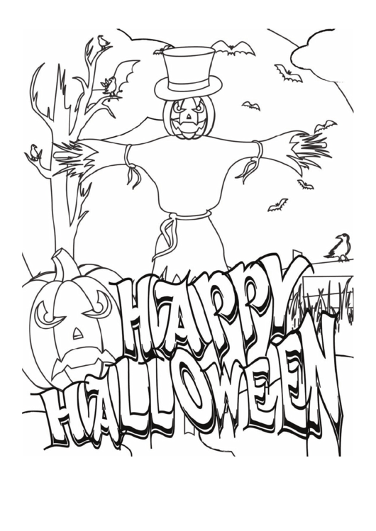 Halloween Scarecrow Coloring Page Printable pdf