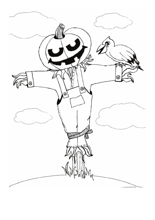 Scarecrow Pumpkin Coloring Page Printable pdf