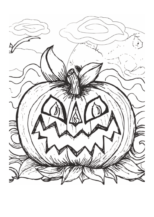 Halloween Scary Pumpkin Coloring Page Printable pdf