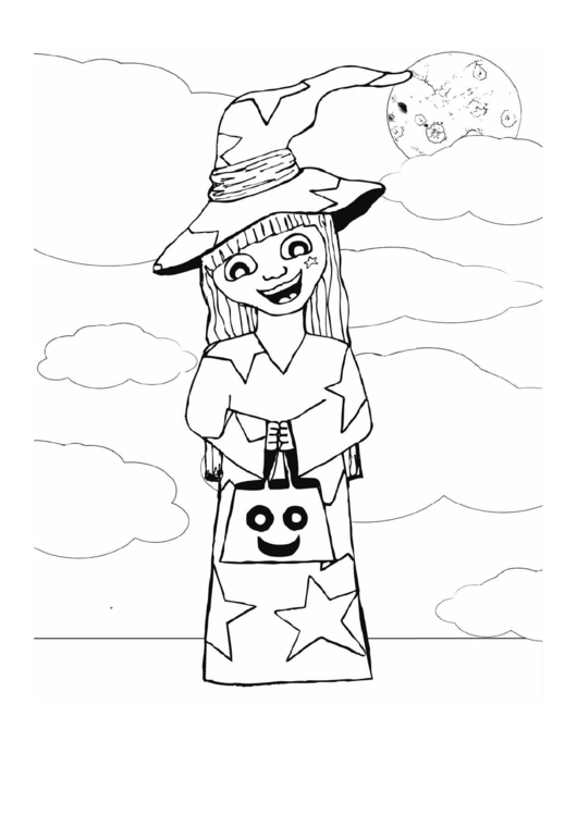 Witch Costume Coloring Page Printable pdf