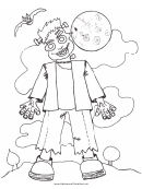 Frankenstein Moon Coloring Page