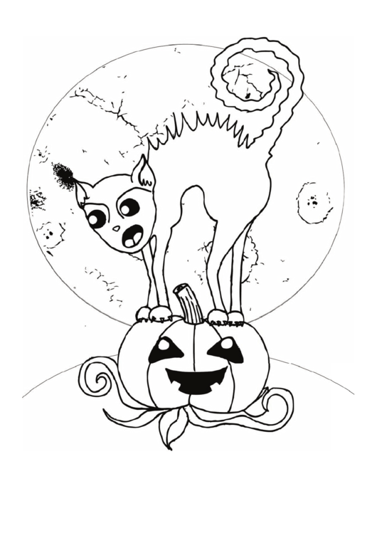 Scary Cat Coloring Page Printable pdf