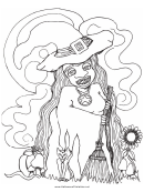 Witch Broom Coloring Page