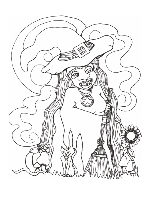 Witch Broom Coloring Page Printable pdf