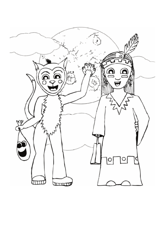 Cat Costume Coloring Page Printable pdf