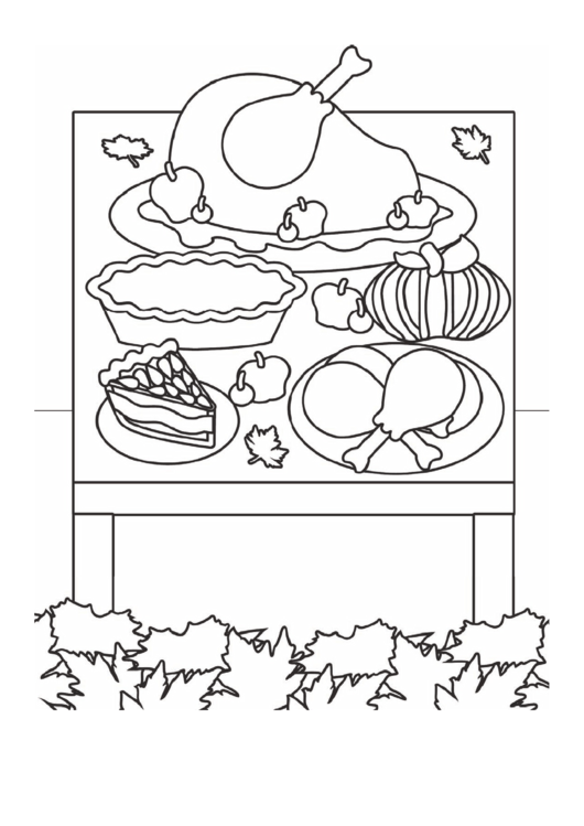 Thanksgiving Dinner Coloring Sheet Printable pdf