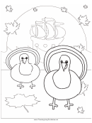 Thanksgiving Turkeys Coloring Sheet