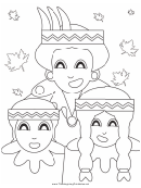 Thanksgiving Indians Coloring Sheet