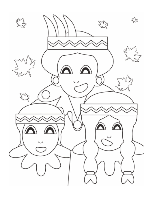 Thanksgiving Indians Coloring Sheet Printable pdf