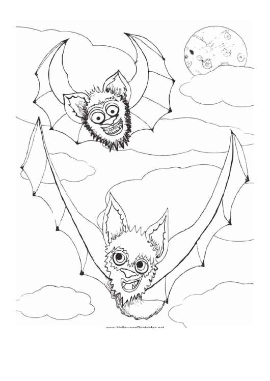 Flying Bats Coloring Page Printable pdf