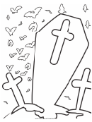Halloween Graveyard Coloring Page