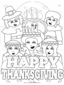Thanksgiving Pilgrims Indians Coloring Sheet