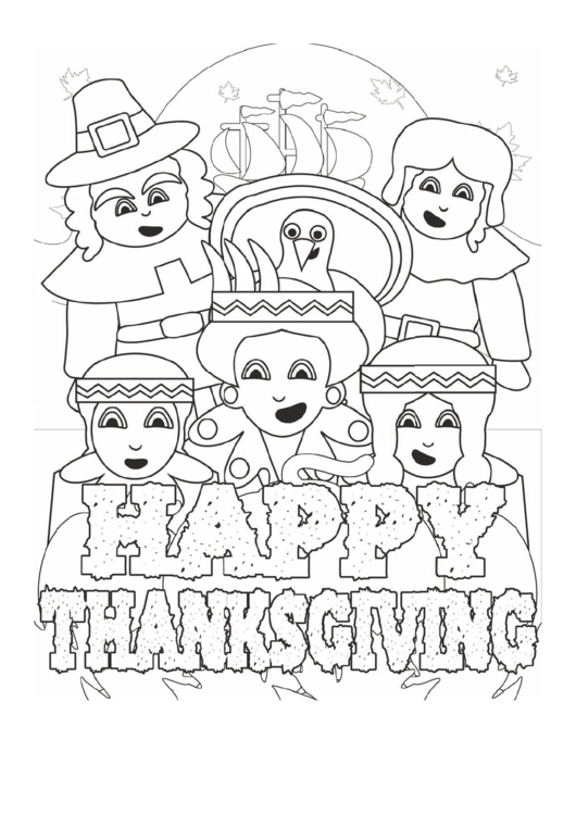 Thanksgiving Pilgrims Indians Coloring Sheet