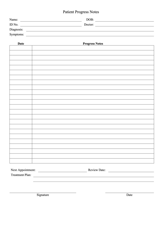 Patient Progress Notes printable pdf download