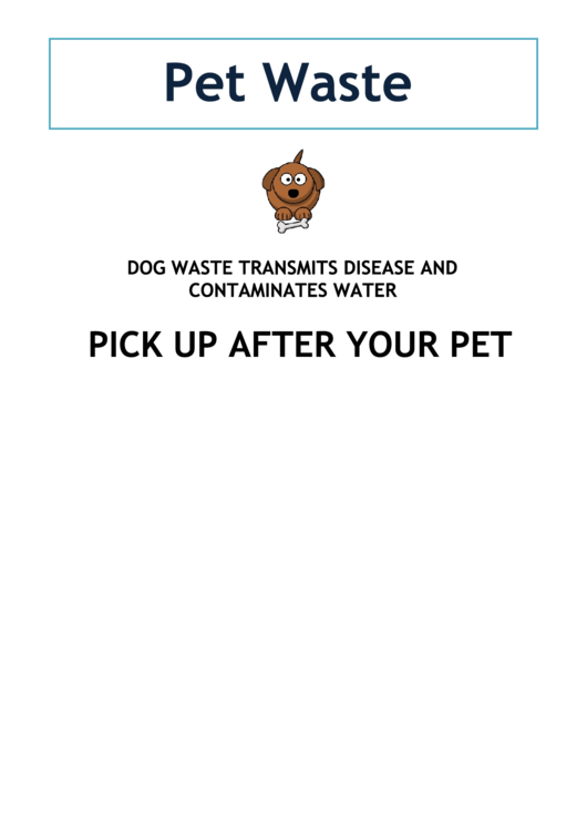 Pet Waste Sign Template Printable pdf