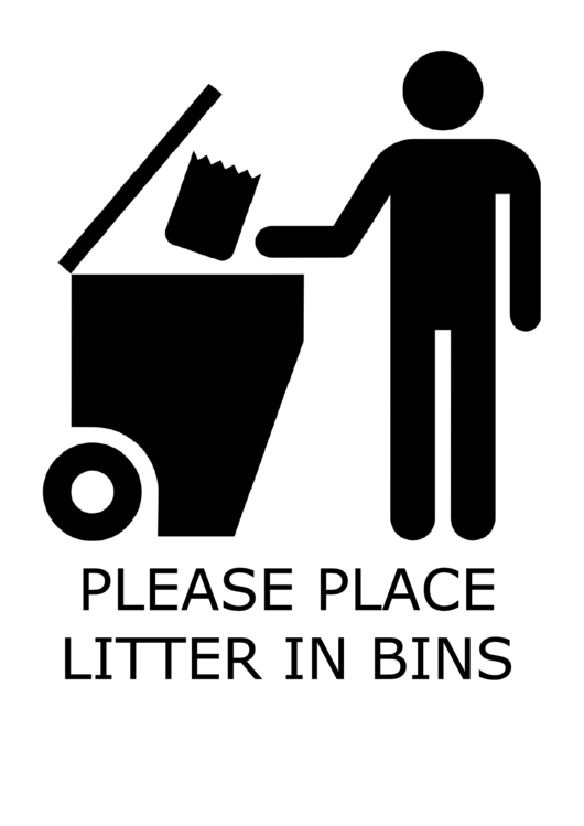 Litter In Bins With Caption Sign Printable pdf