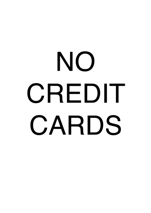 No Credit Cards Printable pdf
