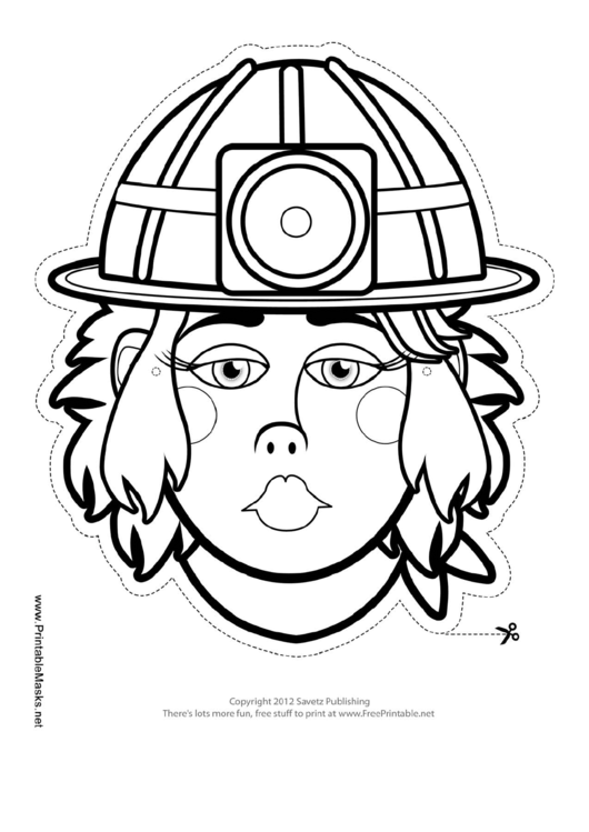 Caver-Miner Female Mask Outline Template Printable pdf