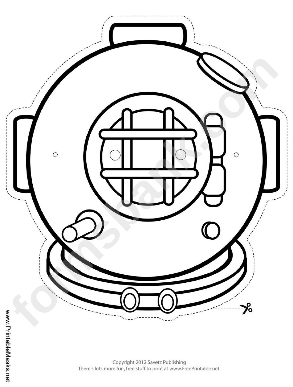 Bronze Diving Mask Outline Template
