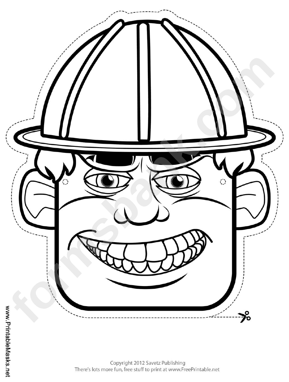 Construction Worker Male Mask Outline Template