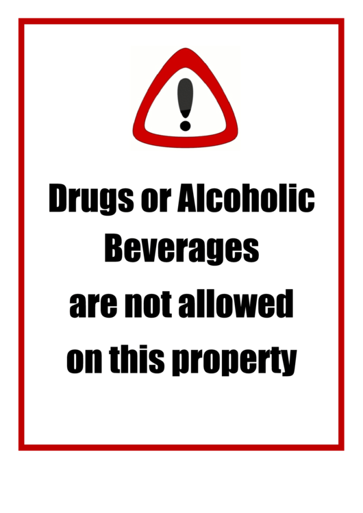Drugs Alcohol Not Allowed Printable pdf