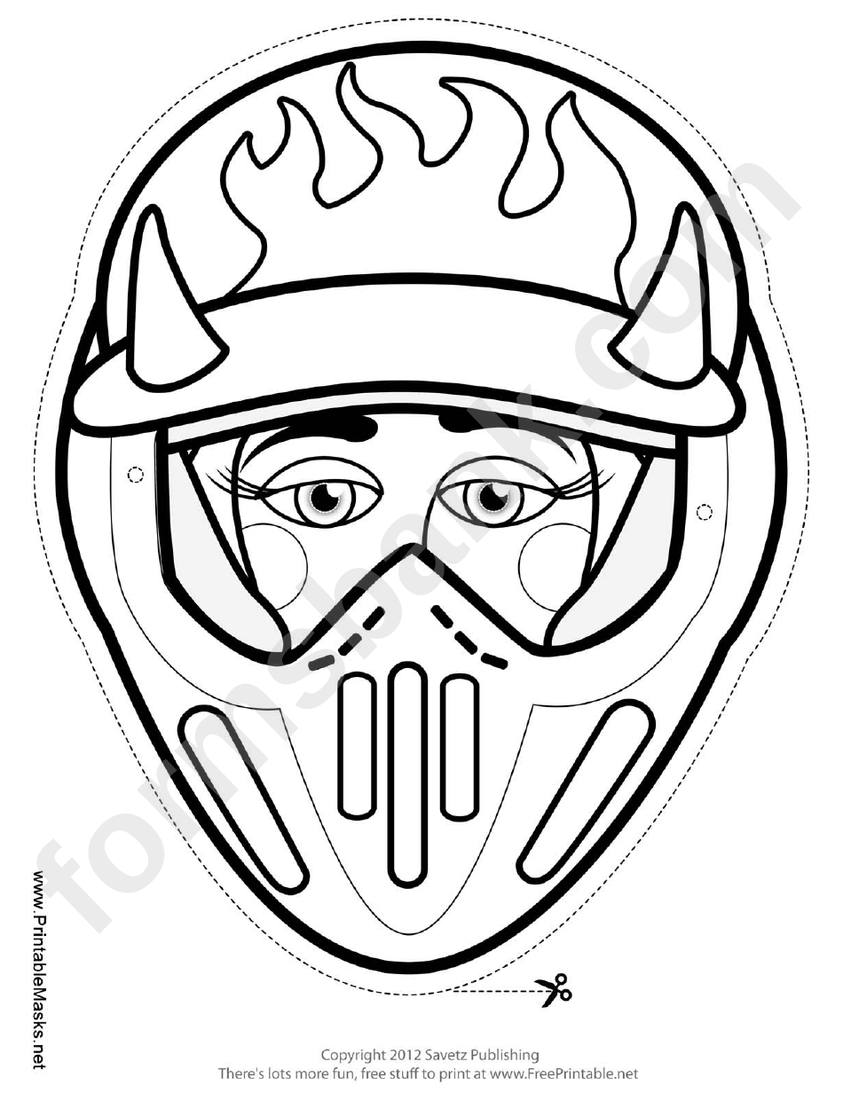 Motocross Female Horns Mask Outline Template