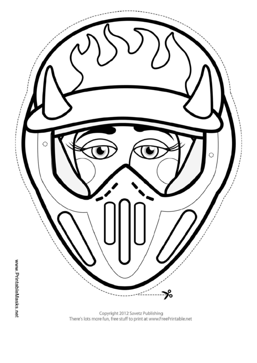 Motocross Female Horns Mask Outline Template Printable pdf