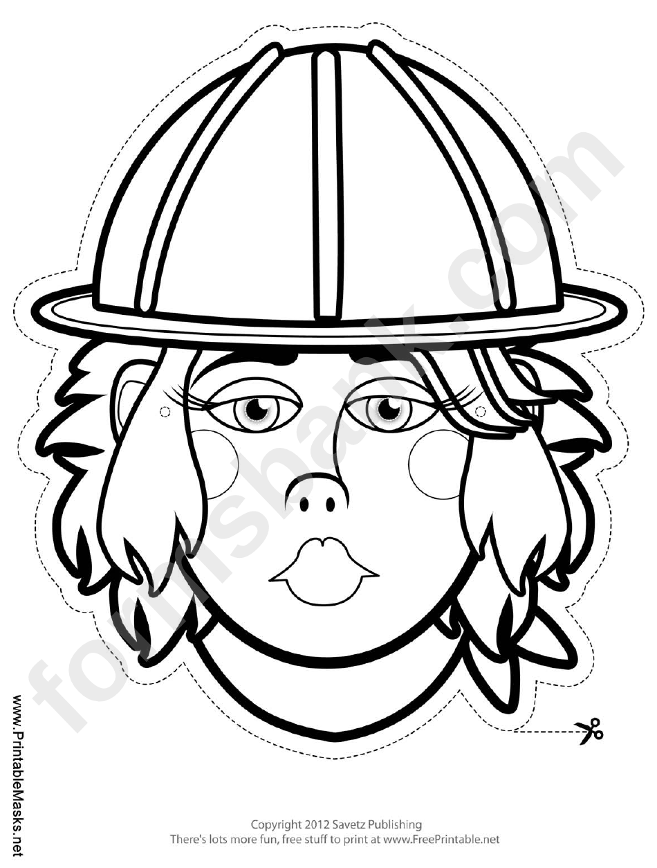 Construction Worker Female Mask Outline Template