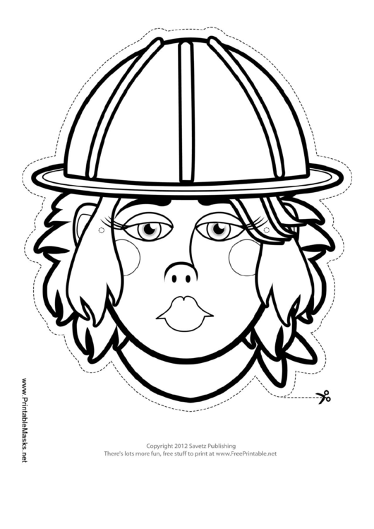Construction Worker Female Mask Outline Template Printable pdf