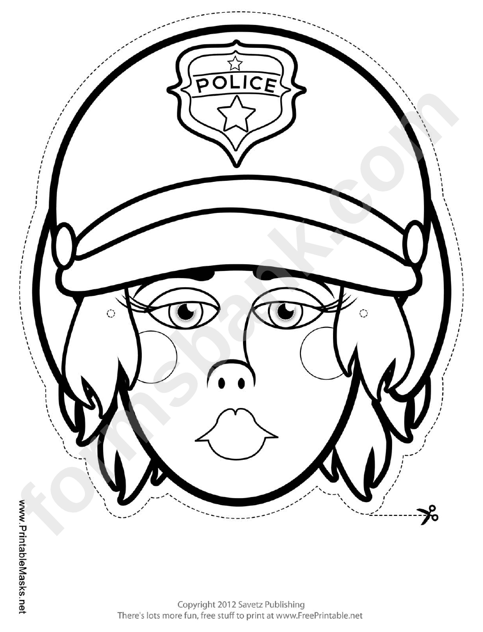 Motorcycle Cop Female Mask Outline Template