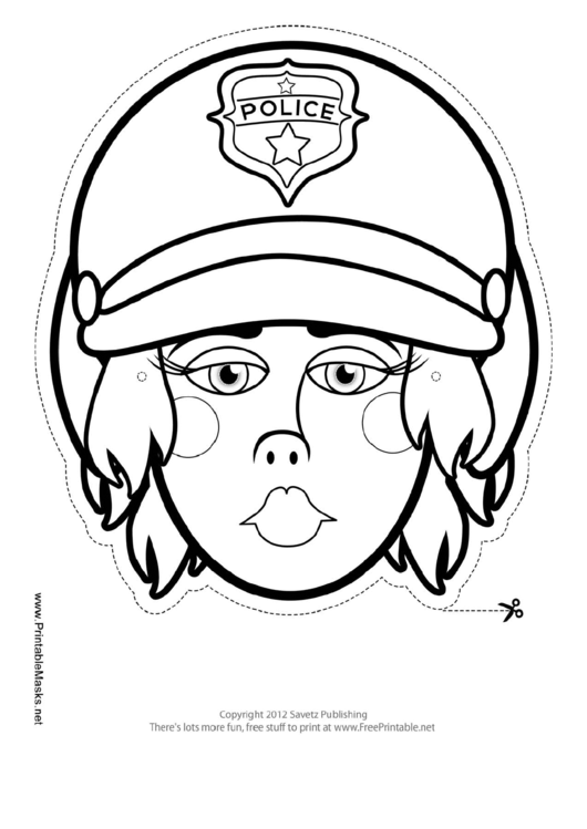 Motorcycle Cop Female Mask Outline Template Printable pdf