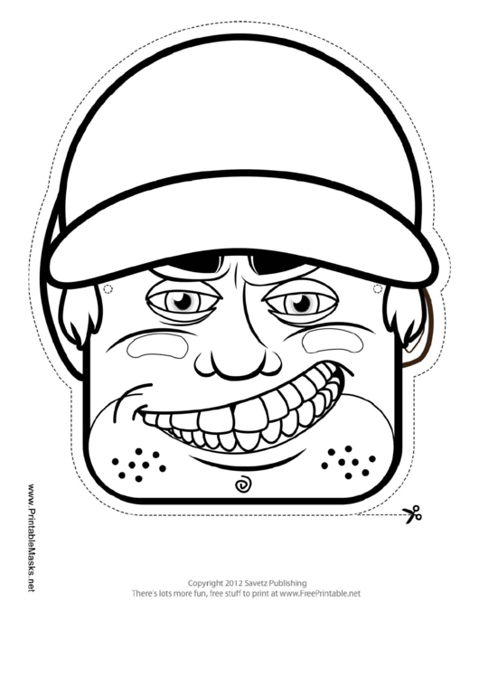 Baseball Male Mask Outline Template Printable pdf
