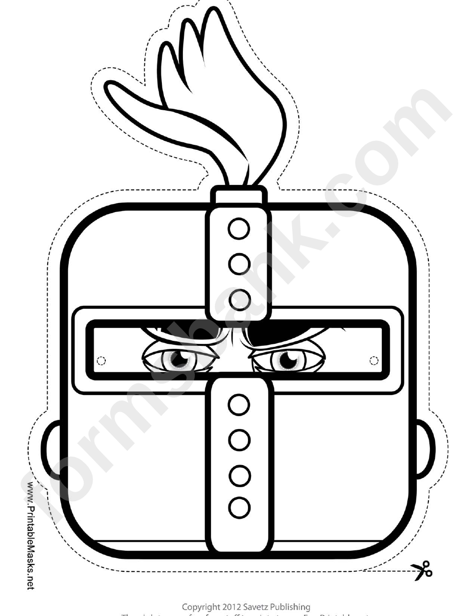 Knight Crest Square Mask Outline Template