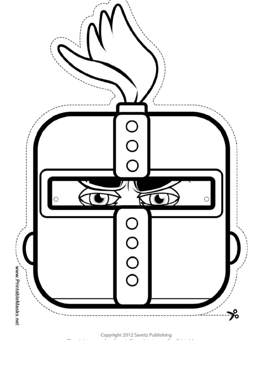 Knight Crest Square Mask Outline Template Printable pdf