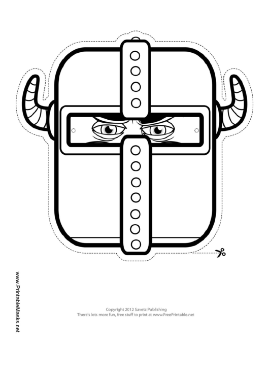 Knight Horns Mask Outline Template Printable pdf