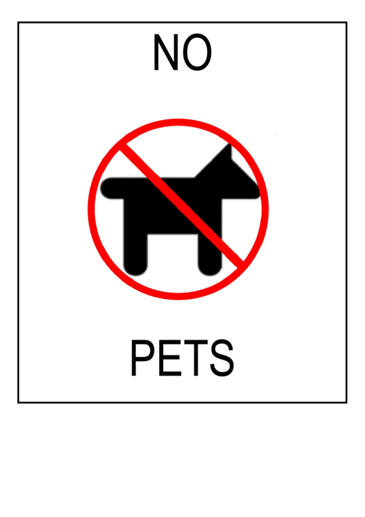 No Pets Sign Template Printable pdf