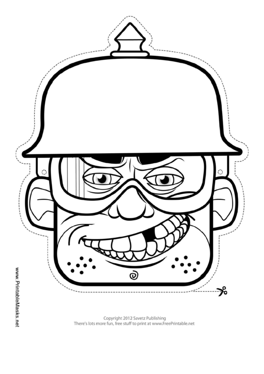Biker Male Spike Helmet Mask Outline Template Printable pdf