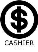 Cashier With Caption Sign