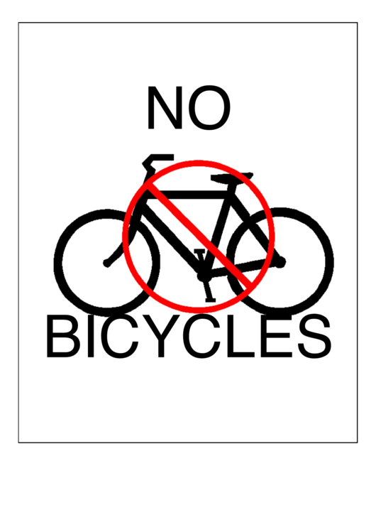 No Bikes Sign Template Printable pdf