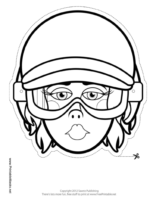 Biker Female Outline Mask Template printable pdf download