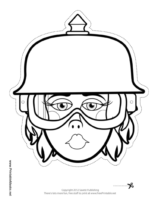 Biker Female Spike Helmet Outline Mask Template Printable pdf