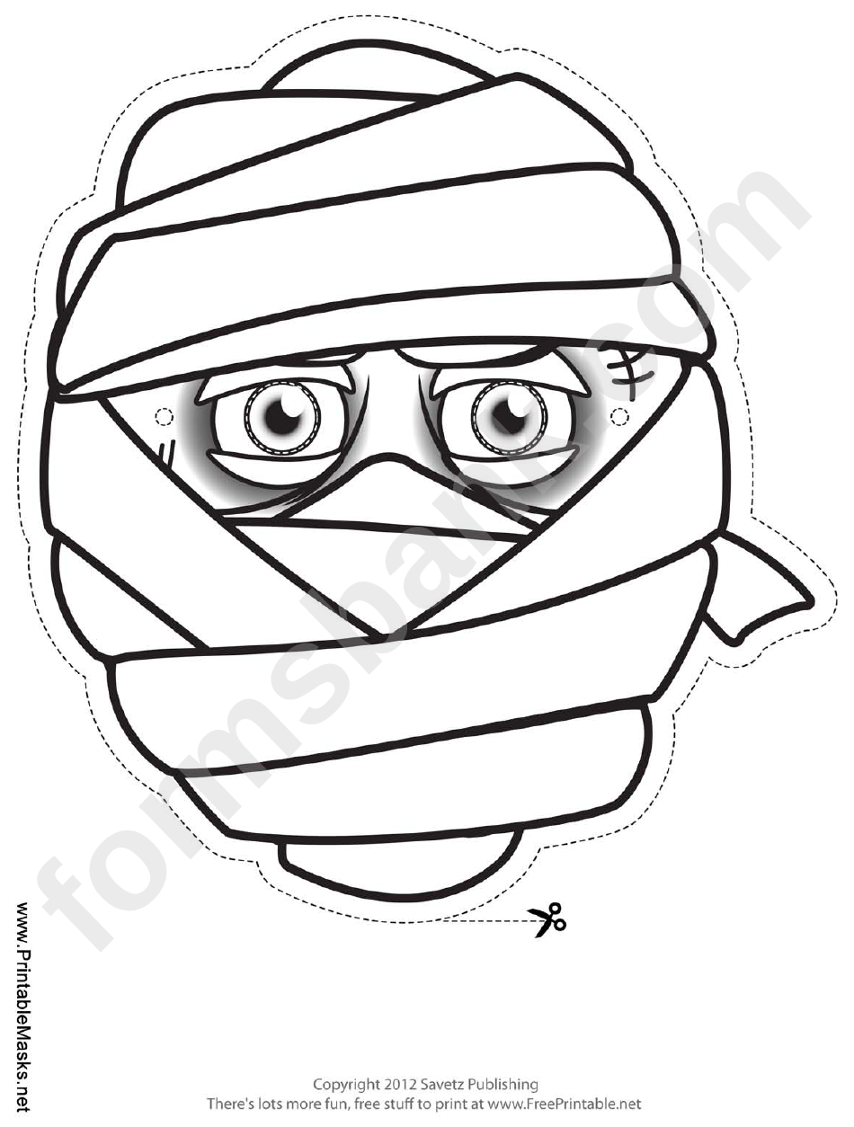 Mummy Male Outline Mask Template