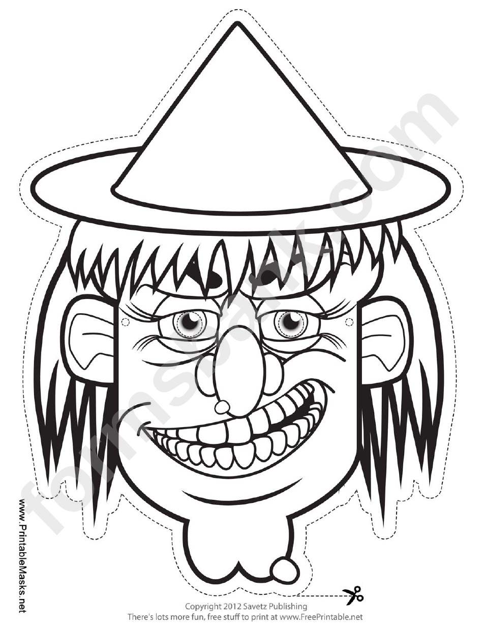 Witch Hat Outline Mask Template