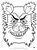 Monster Wolfman Outline Mask Template