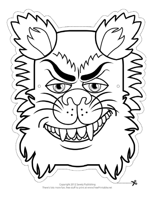 Monster Wolfman Outline Mask Template